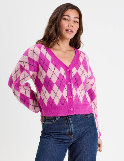 Gilet manches longues rose femme