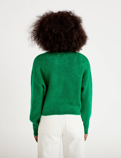 Gilet court nou&eacute; vert fonc&eacute; femme