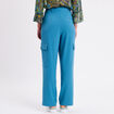 Pantalon city large cargo bleu pétrole femme
