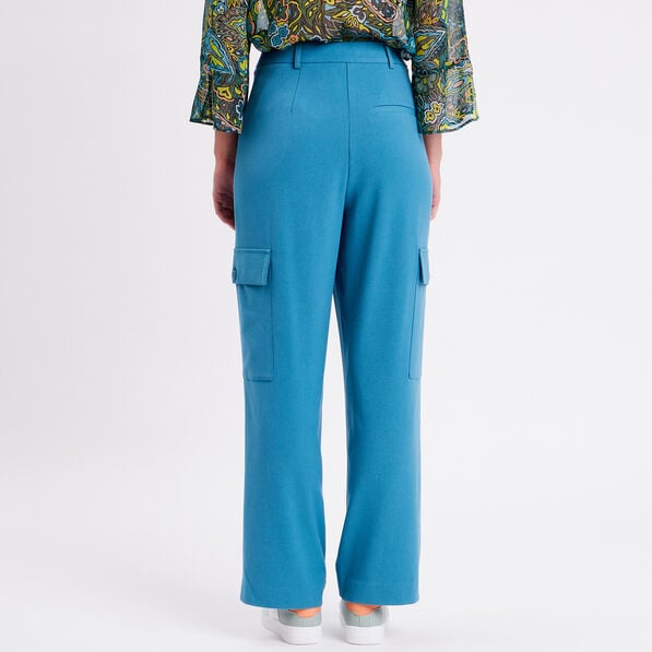 pantalon city large cargo bleu petrole femme Pantalon city large cargo bleu pétrole femme