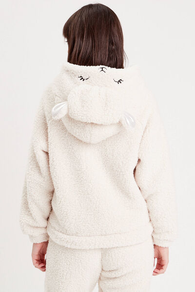 Sweat à capuche ecru femme