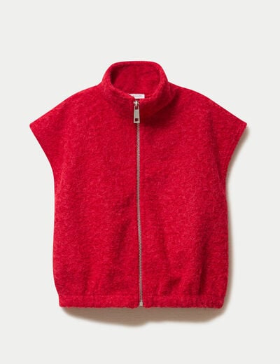 Gilet sans manches col montant rouge femme