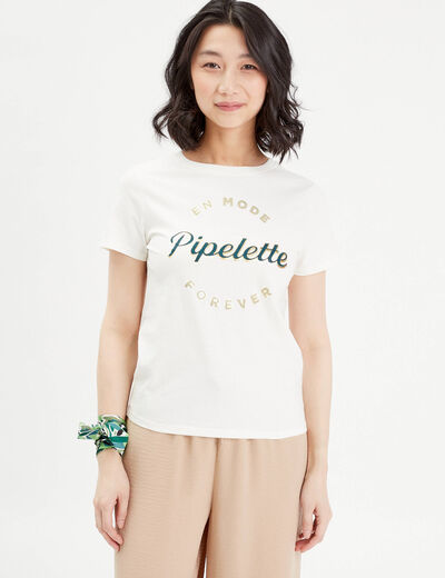 T-shirt manches courtes ecru femme