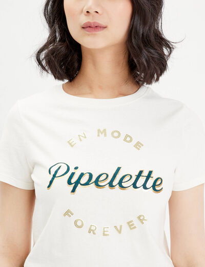 T-shirt manches courtes ecru femme