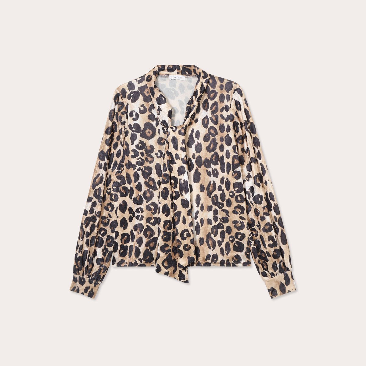 Blouse col lavallière beige femme