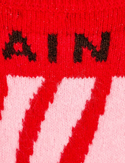 Pull ample col rond manches longues rouge femme