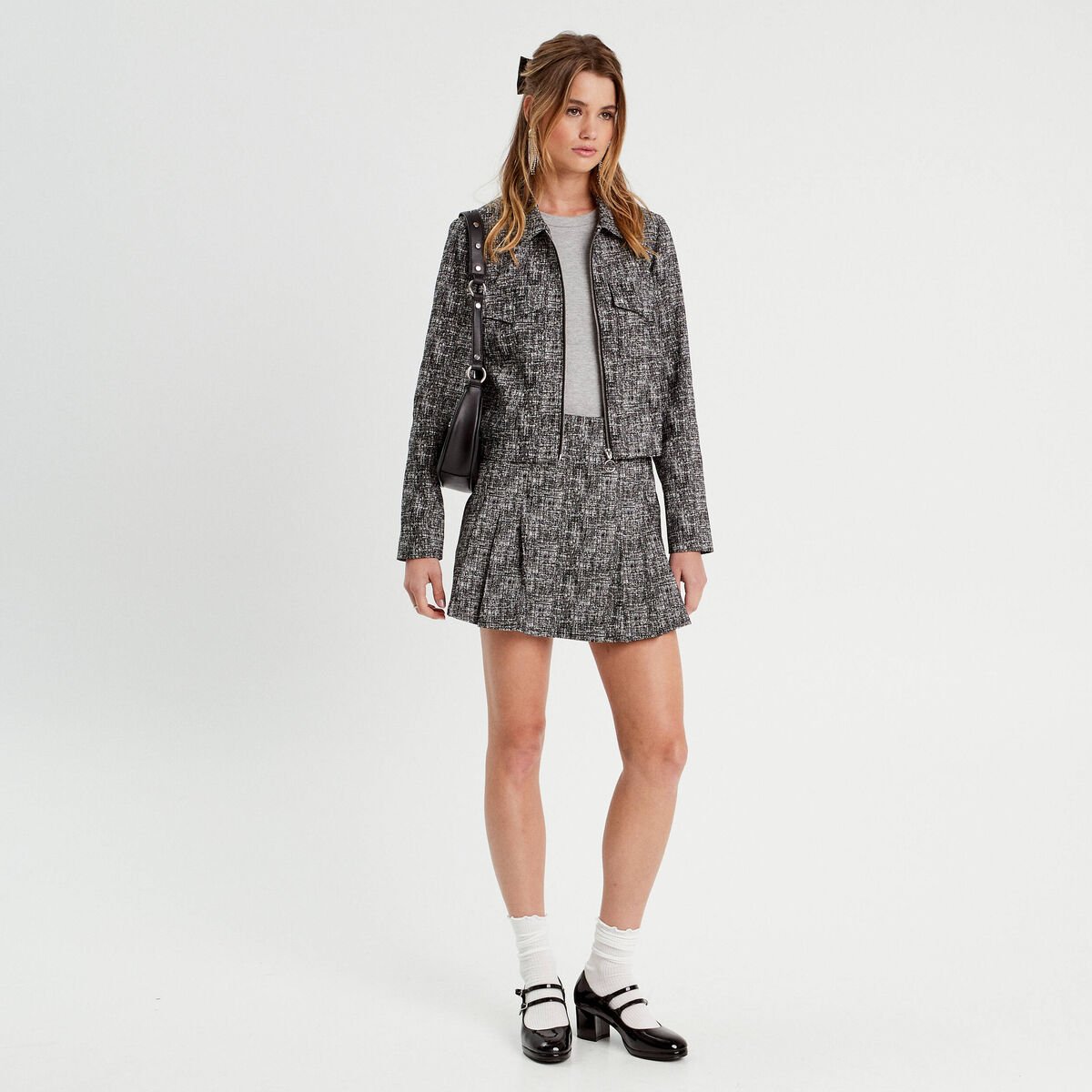 Jupe-short droite noir femme