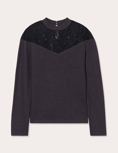 T-shirt manches longues gris foncé femme