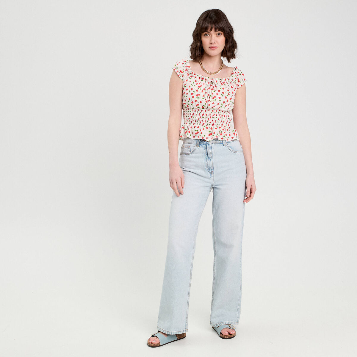 Blouse manches courtes blanc femme