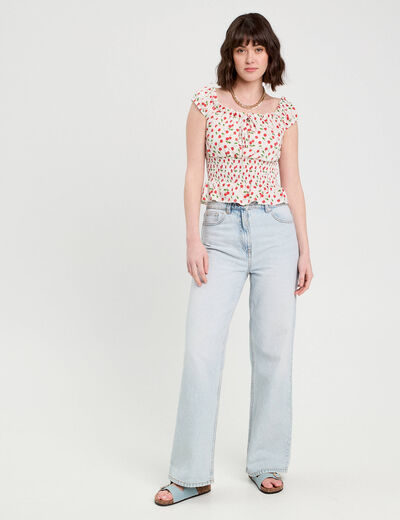 Blouse manches courtes blanc femme