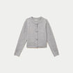 Gilet manches longues col rond gris clair femme