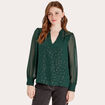 Blouse manches longues vert foncé femme