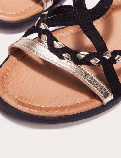 Sandales plates avec brides noir femme