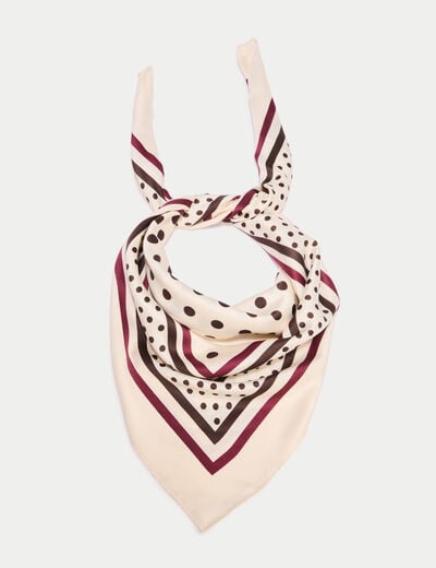 Foulard satin&eacute; soyeux ecru femme