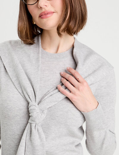 Pull effet 2-en-1 gris fonc&eacute; femme