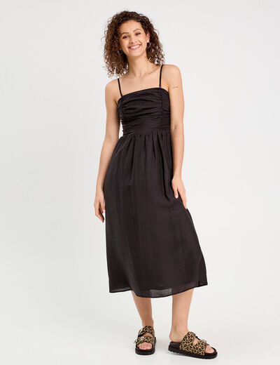 Robe longue patineuse bustier noir femme