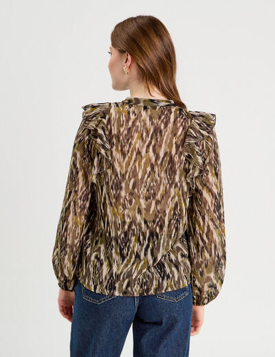 Blouse manches longues vert kaki femme