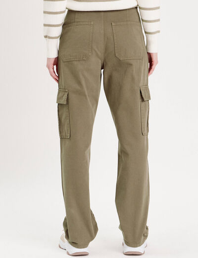 Pantalon large cargo vert foncé femme