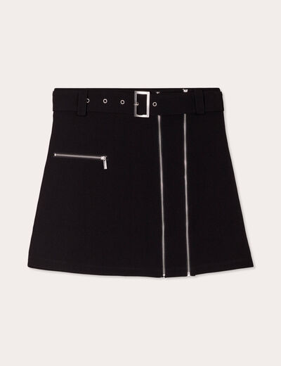 Jupe droite détails zippés noir femme