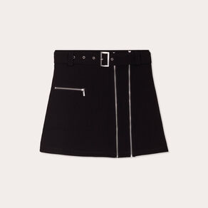 jupe droite details zippes noir femme Jupe droite détails zippés noir femme