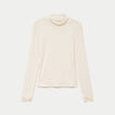 T-shirt ajust&eacute; col roul&eacute; dentelle ecru femme