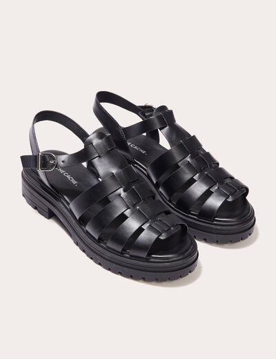 Sandales crantées noir femme