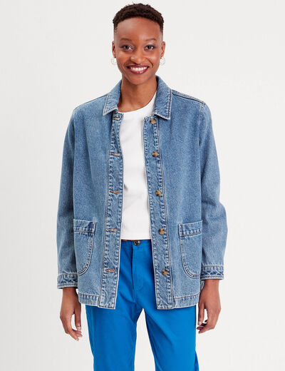 Surchemise en jean denim double stone femme