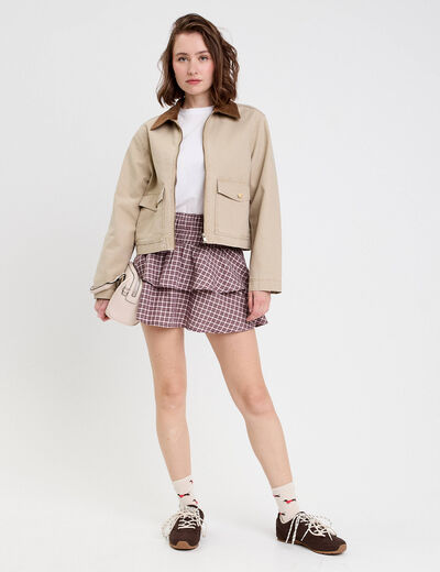 Jupe courte évasée taille standard blanc femme