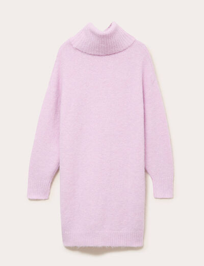 Robe pull col roul&eacute; parme femme