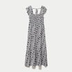 Robe longue &eacute;vas&eacute;e smock&eacute;e noir femme