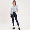 Chemise manches longues satin bleu clair femme
