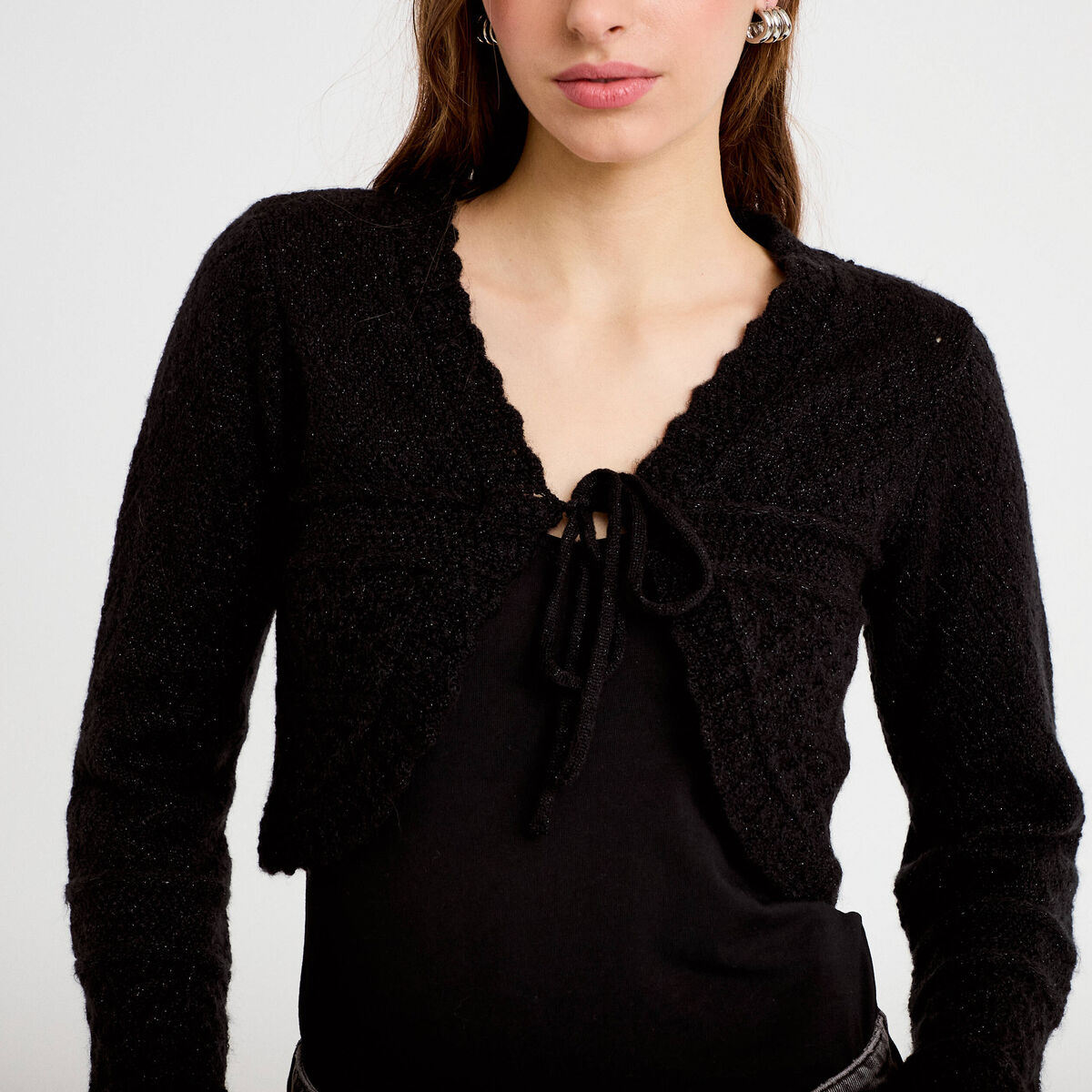 Gilet manches longues noir femme
