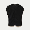 Top cintr&eacute; manches courtes noir femme