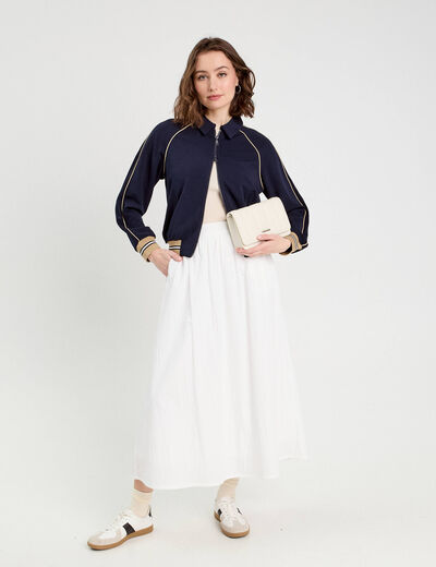 Jupe longue évasée blanc femme