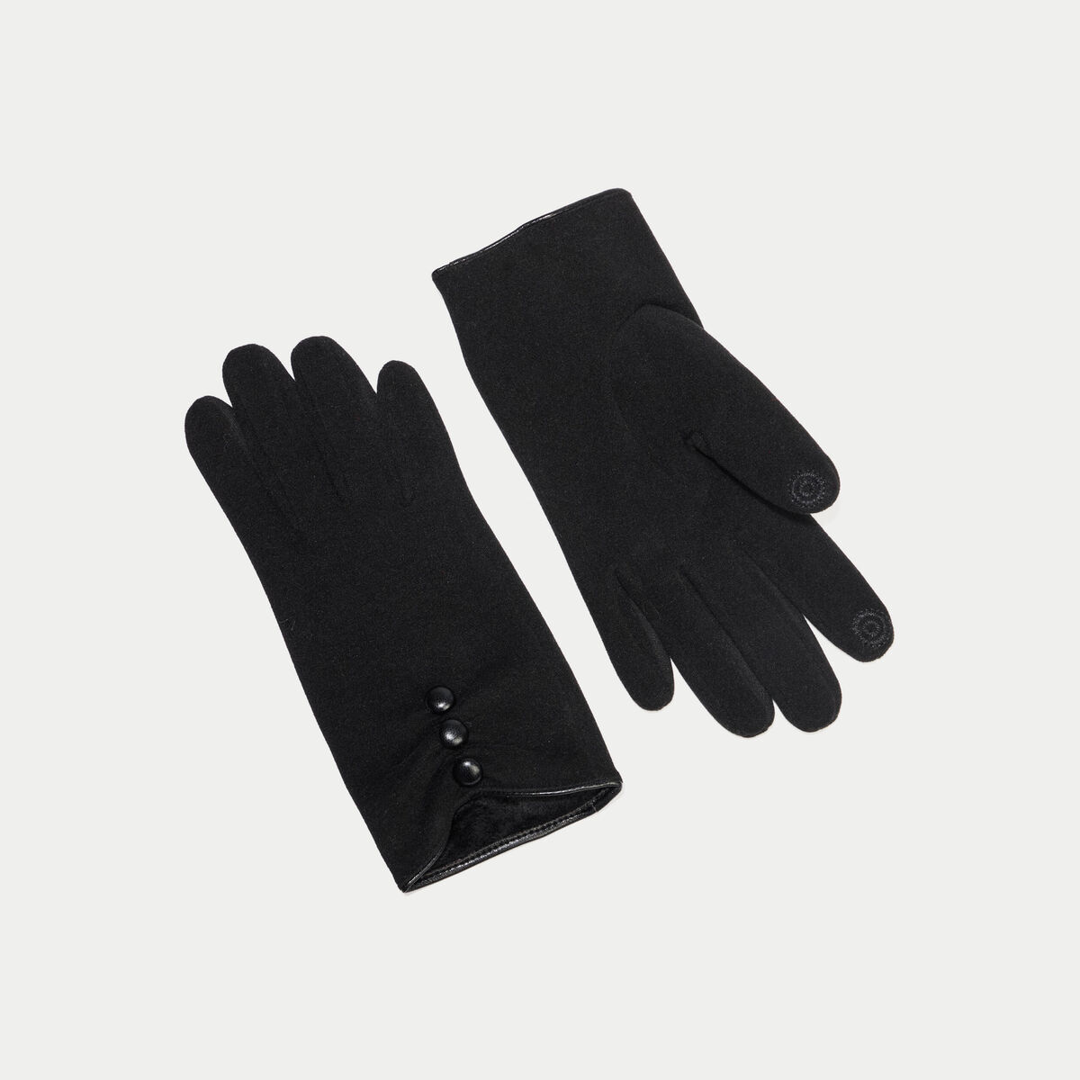 Gants avec boutons noir femme