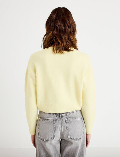 Gilet court nou&eacute; jaune clair femme