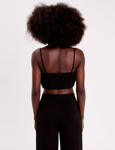 Crop top volants noir femme