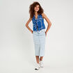 Blouse nouée sans manches bleu femme