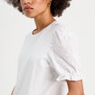 T-shirt manches brodées blanc femme