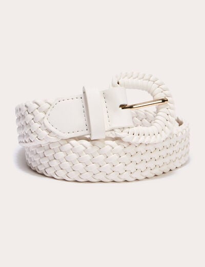 Ceinture large tress&eacute;e chin&eacute;e ecru femme