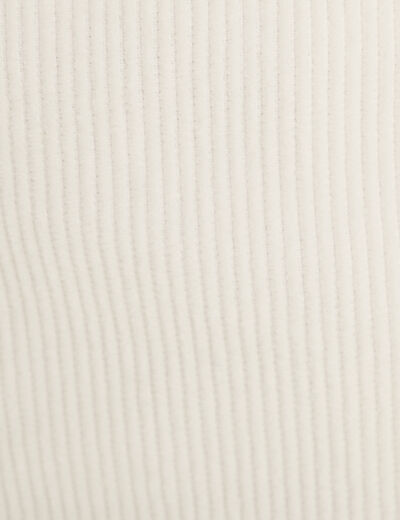 Pantalon straight velours ecru femme