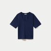 T-shirt col v manches courtes bleu fonc&eacute; femme
