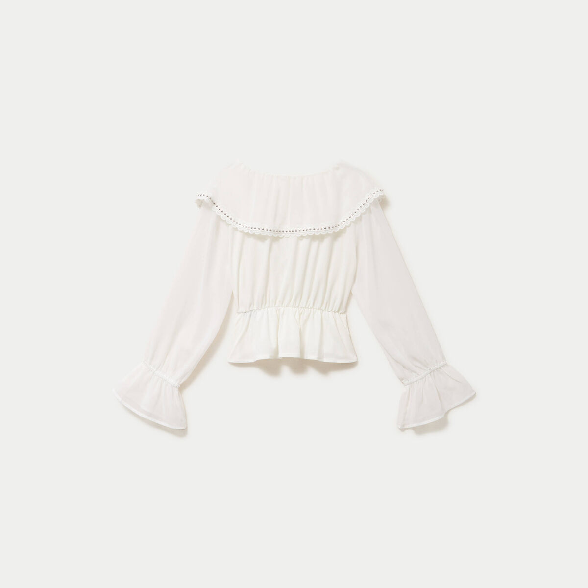 Blouse col claudine bas resserr&eacute; ecru femme
