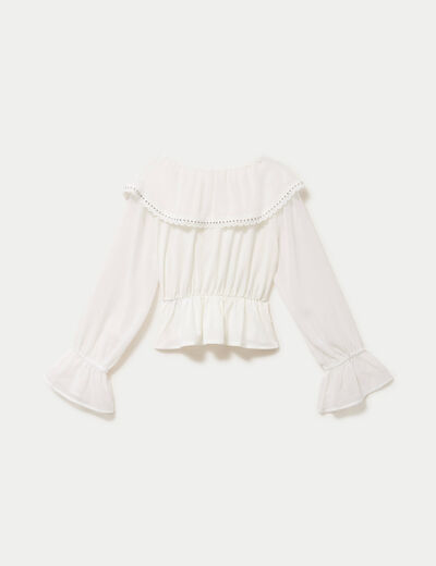 Blouse col claudine bas resserr&eacute; ecru femme