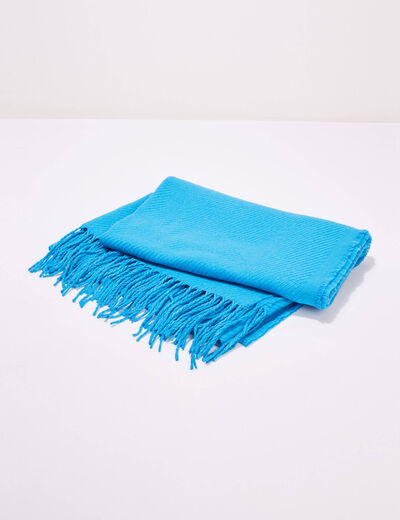 Écharpe à franges bleu femme