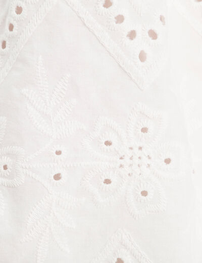 Robe évasée broderie anglaise blanc femme