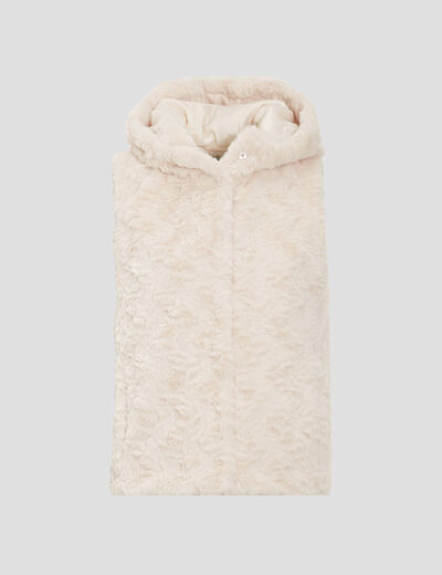 Veste droite à capuche ecru femme
