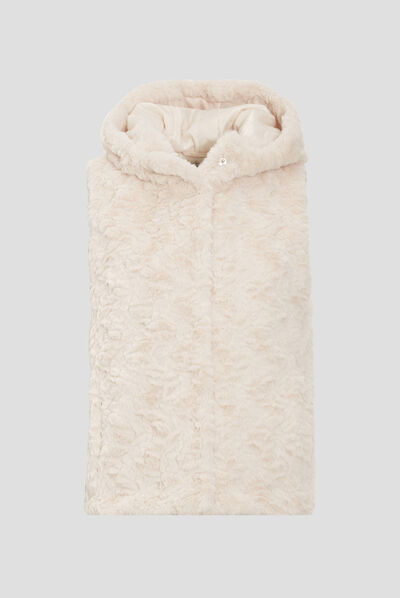 Veste droite à capuche ecru femme
