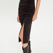 Robe longue ajustée drappée noir femme