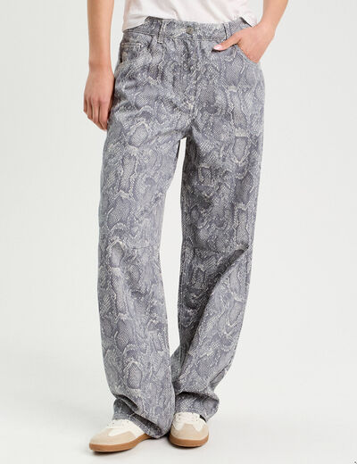 Pantalon ballon large bleu gris femme